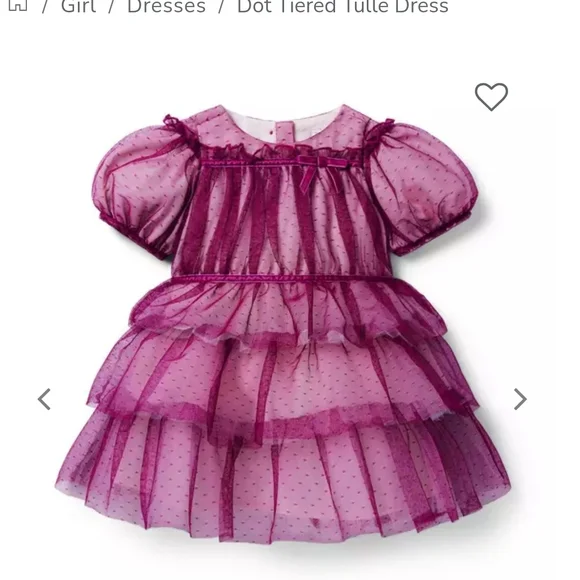 Sale 🎉🥳 4/$25 or $10 Janie & Jack Burgandy Tulle Dress Size 3T. - Picture 3 of 5